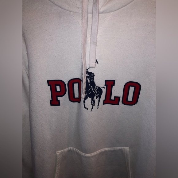 Polo Ralph Lauren white long sleeve cotton/polyester hooded sweatshirt hoodie - Picture 3 of 7